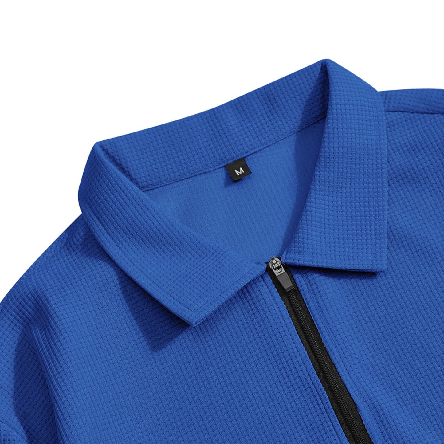 Men's Blue Casual Zipper Pullover Jogging 2Pcs Tracksuits Set