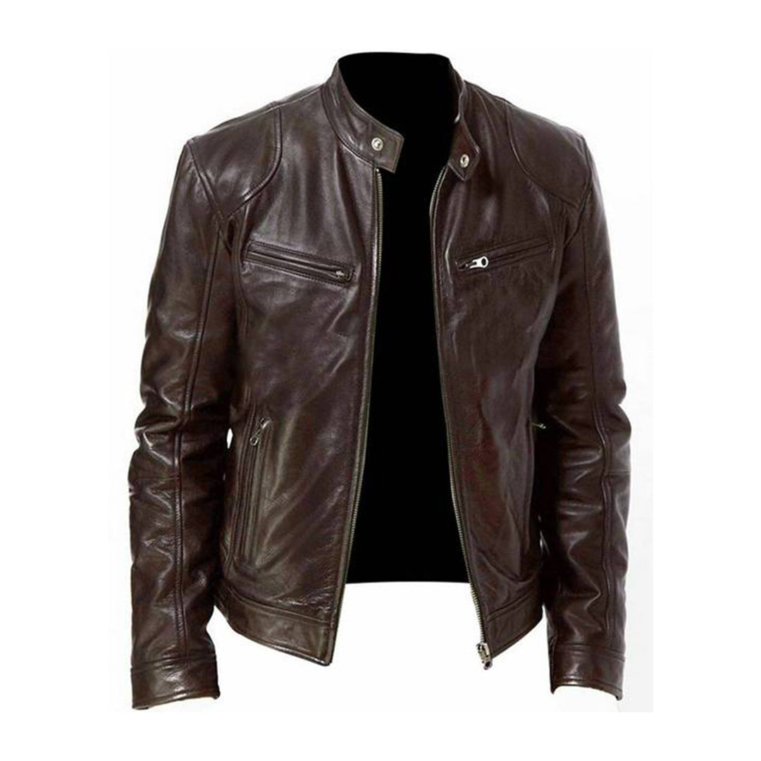 Men's Brown leather jacket For Winter